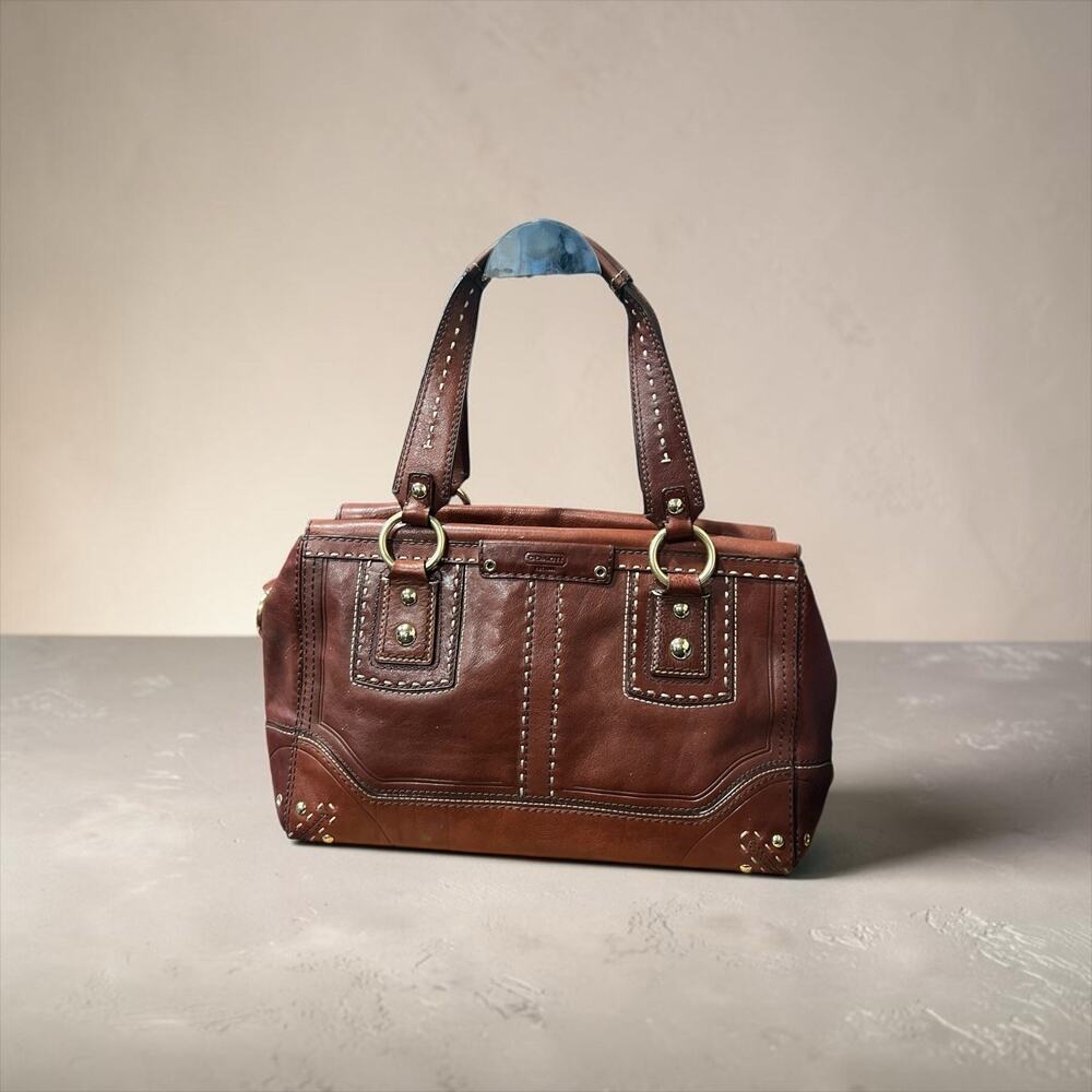 Vintage Coach Hamptons Andrea Whipstitch Leather Satchel 1055